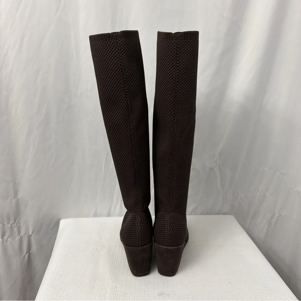 Eileen Fisher Kasana Knit Knee High Wedge Boots Women's 9